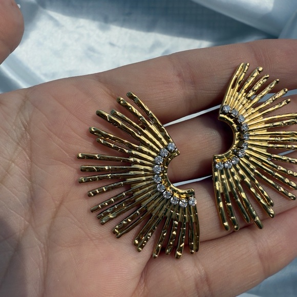 Zara Gold Starburst Large Stud Earrings - Picture 10 of 10